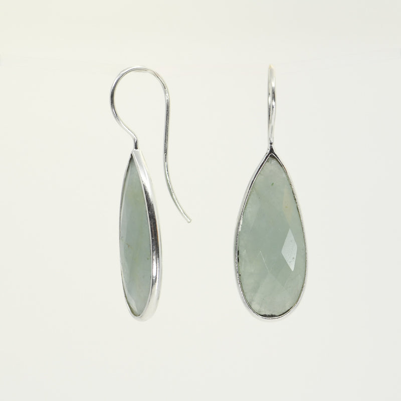 Natural Aquamarine Teardrop Statement Earrings | Handcrafted Sterling Silver