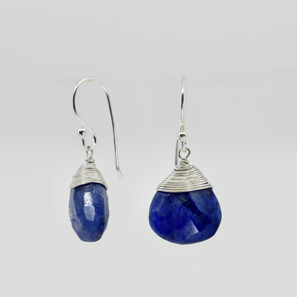 Natural Lapis Lazuli Drop Earrings | Handcrafted Sterling Silver Wire Wrapped Jewelry