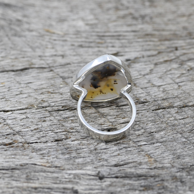 Natural Montana Agate Statement Ring in Sterling Silver | Size 7