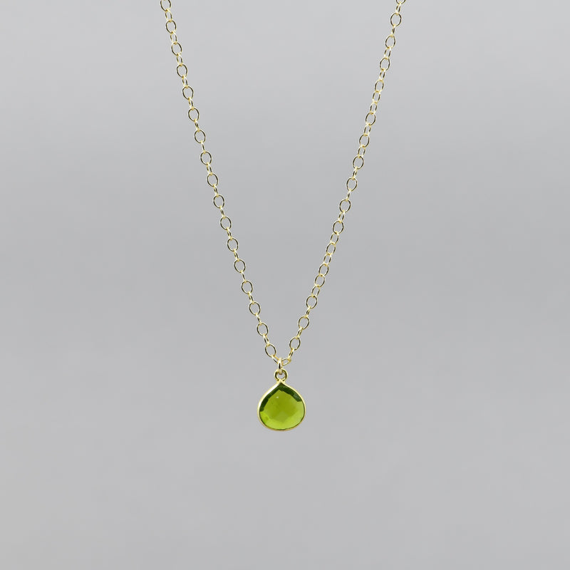 Natural Peridot Gold-Filled Pendant Necklace | August Birthstone