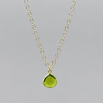 Natural Peridot Gold-Filled Pendant Necklace | August Birthstone