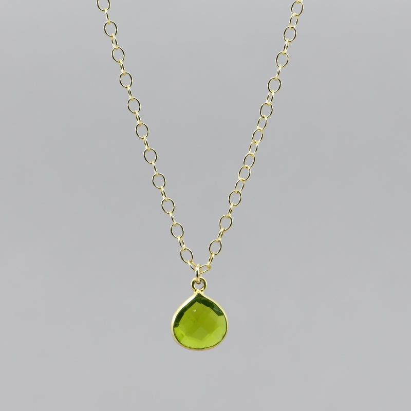 Natural Peridot Gold-Filled Pendant Necklace | August Birthstone