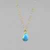 Natural Turquoise Teardrop Necklace | 18" Gold Filled Chain