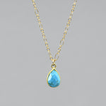 Natural Turquoise Teardrop Necklace | 18" Gold Filled Chain