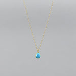 Natural Turquoise Teardrop Necklace | 18" Gold Filled Chain