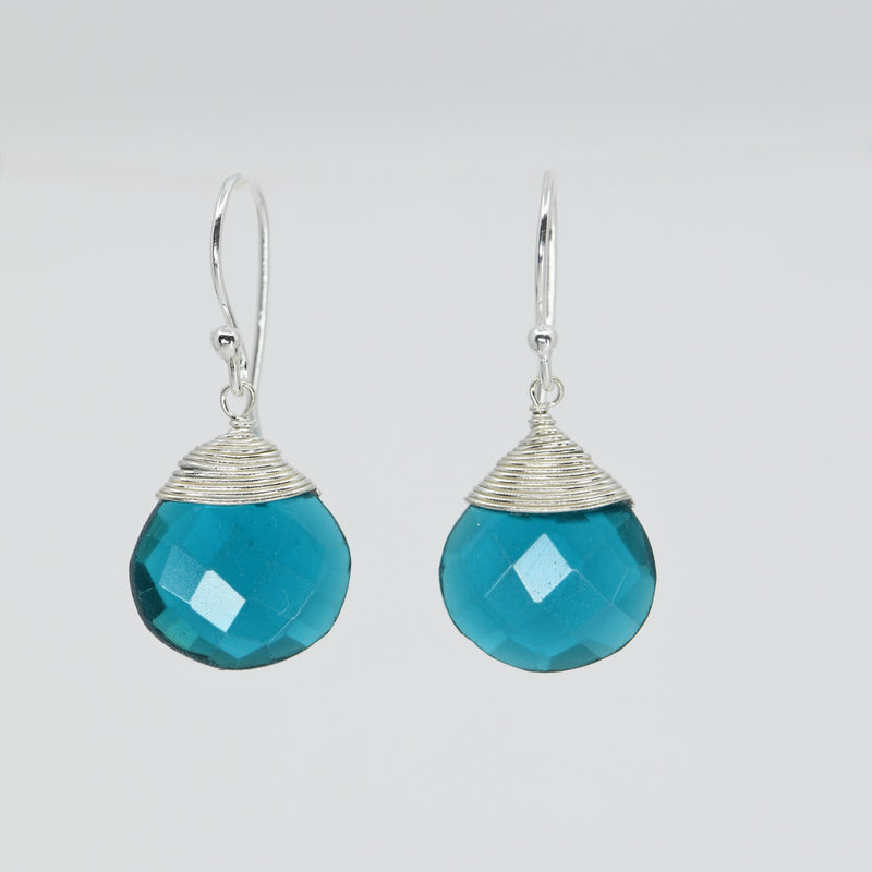 Neon Apatite Drop Earrings | Handcrafted Sterling Silver Wire Wrapped Jewelry