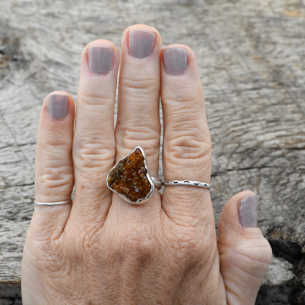 One-of-a-Kind Freeform Citrine Druzy Ring in Sterling Silver