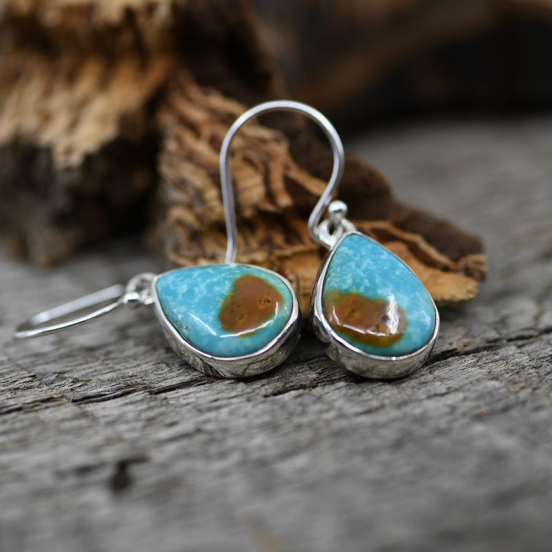 One-of-a-Kind Turquoise & Sterling Silver Teardrop Earring