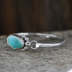 Organic Turquoise & Sterling Silver Hook Bracelet | Bohemian Statement Piece Size - 6.5"