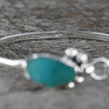 Organic Turquoise & Sterling Silver Hook Bracelet | Bohemian Statement Piece Size - 6.5"