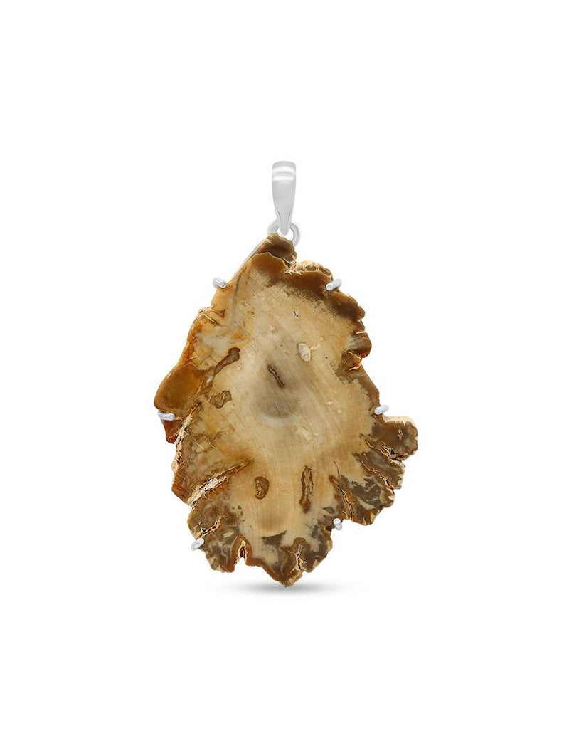 Petrified Wood Pendant Sterling Silver - Artisan Handmade