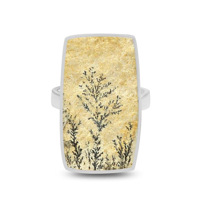 Psilomelane Dendrite Men'S Ring - Flowers in the Meadow
