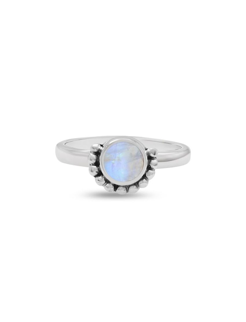 Rainbow Moonstone Sun Ring Sterling Silver