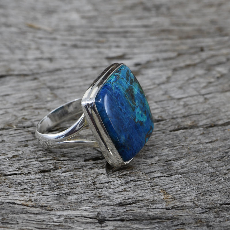 Rare Shattuckite Statement Ring in Sterling Silver | Size 10