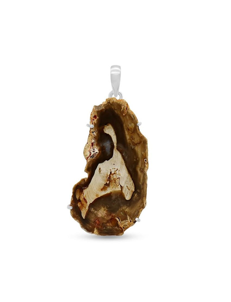 Tall Petrified Wood Pendant