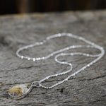 Tiger Dendrite Tear Drop Gemstone Pendant Necklace | 18" Diamond Cut Chain