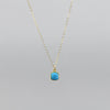 Turquoise Square Pendant Necklace | Gold-Filled Dainty Chain