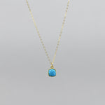 Turquoise Square Pendant Necklace | Gold-Filled Dainty Chain