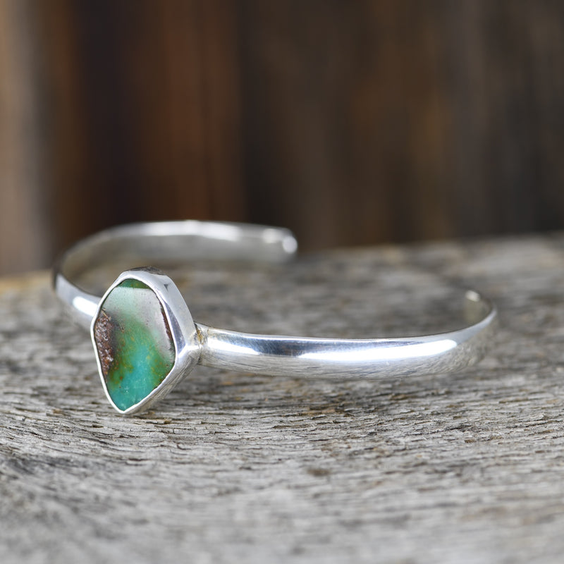 Authentic Freeform Turquoise Sterling Silver Cuff Bracelet | Adjustable Bohemian Statement Piece