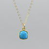 Turquoise Square Pendant Necklace | Gold-Filled Dainty Chain