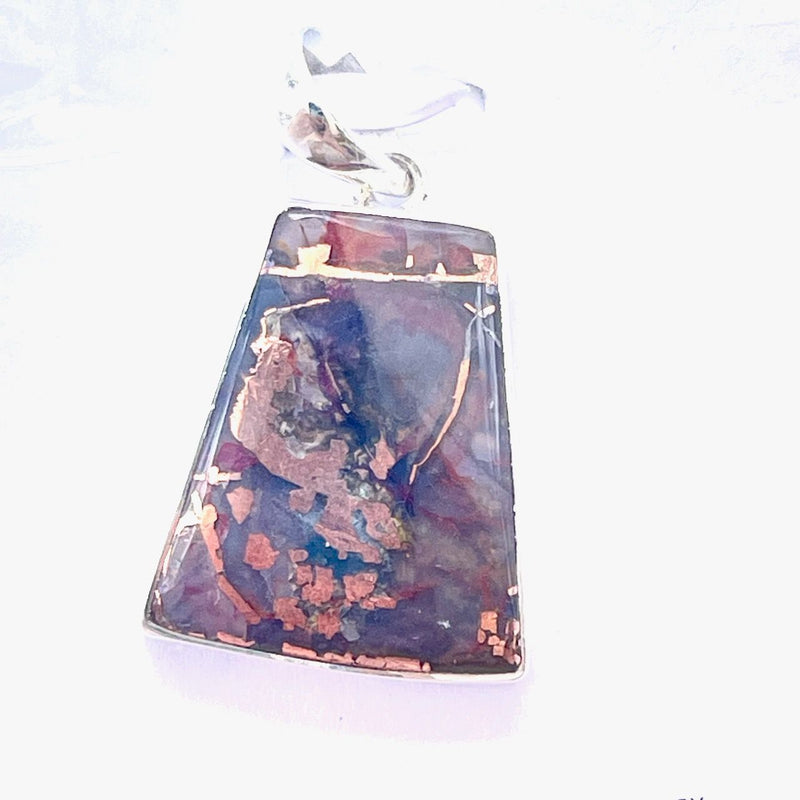 Native Copper Square Pendant Necklace Sterling Silver