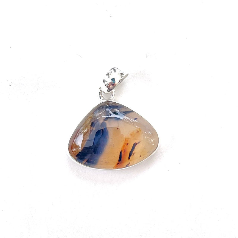 Montana Agate Pendant Rounded Triangle Sterling Sliver