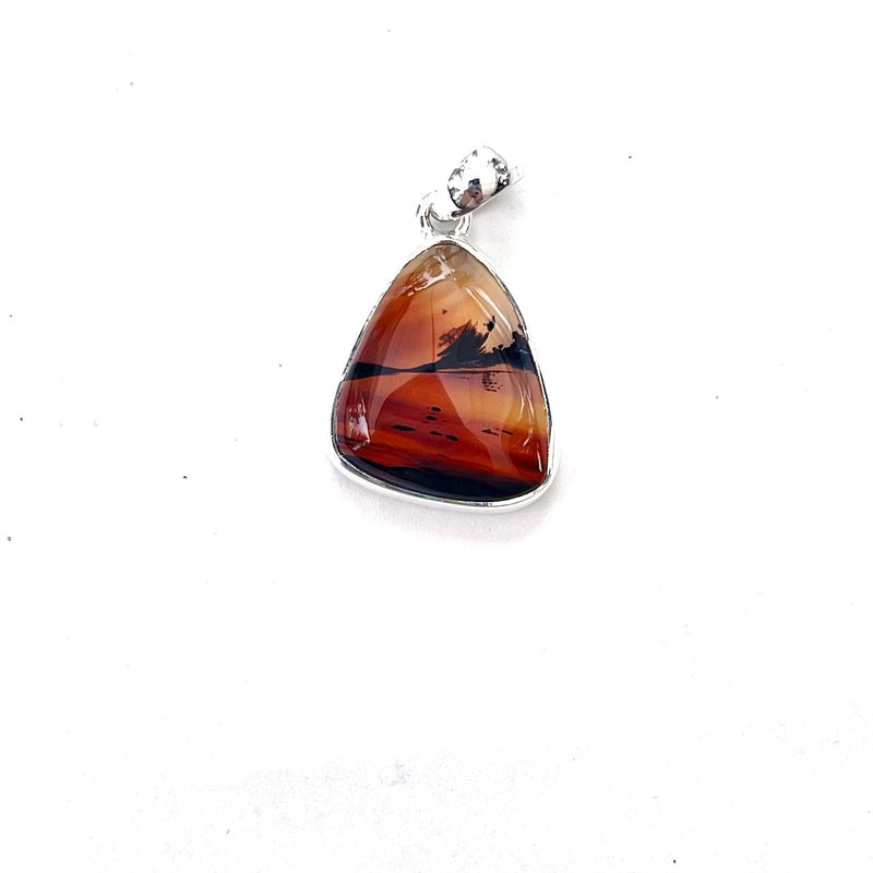 Montana Agate Pendant Triangle Sterling Sliver