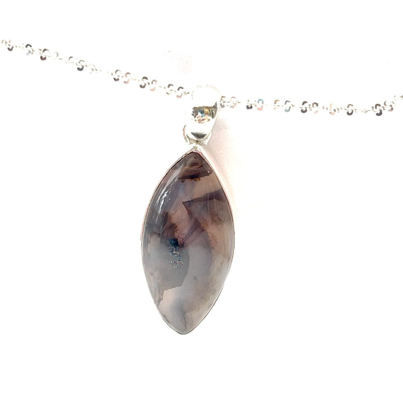 Montana Agate Oval Pendant Sterling Silver