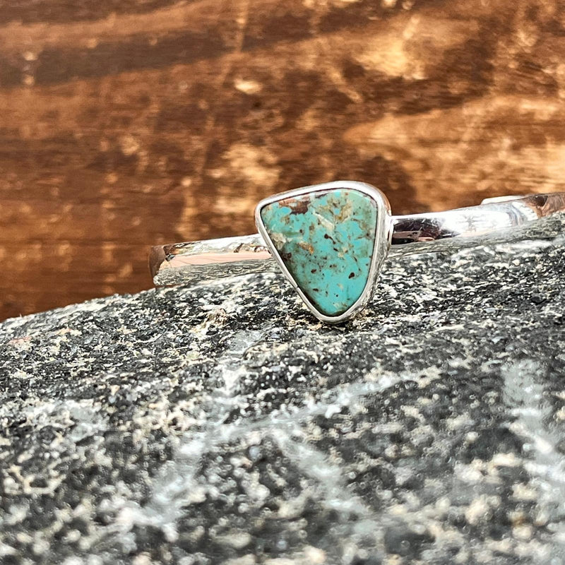 Authentic Freeform Turquoise Sterling Silver Cuff Bracelet | Adjustable Bohemian Statement Piece