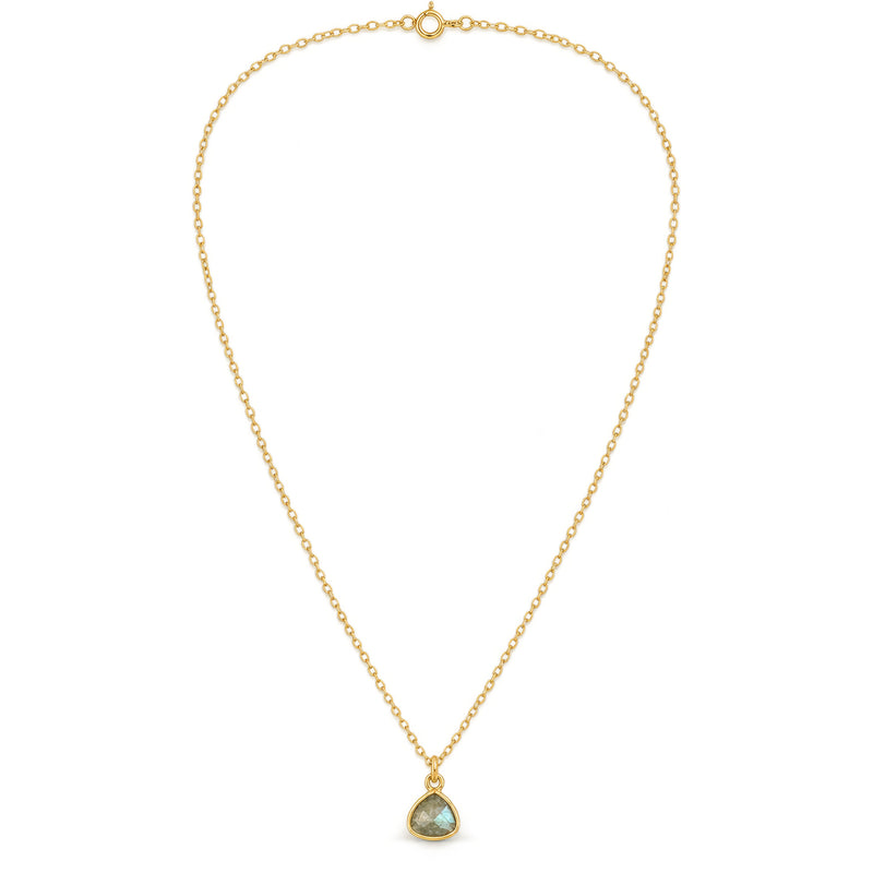 Labradorite trillion gold-filled pendant necklace, front product view