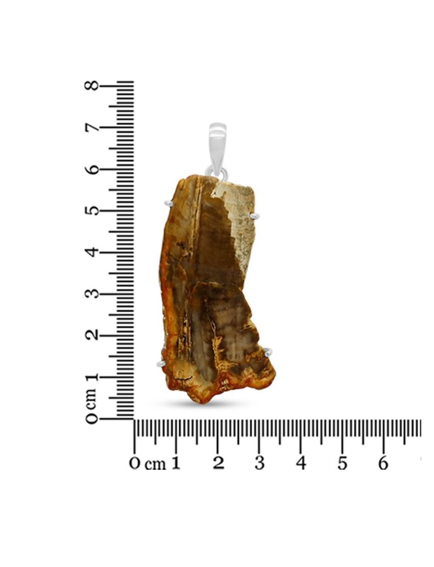 Natural Petrified Wood Pendant 925 Sterling Silver