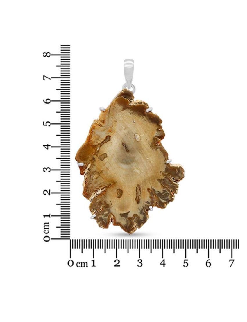 Petrified Wood Pendant Sterling Silver - Artisan Handmade