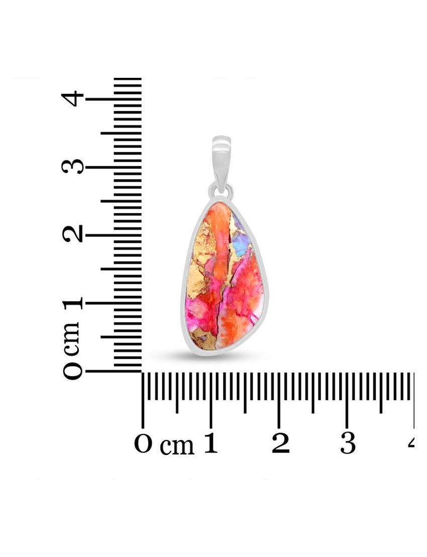 Pink Oyster Turquoise Drop Pendant in 925 Sterling Silver 