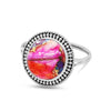 Circle Statement Pink Oyster Turquoise Ring in 925 Sterling Silver