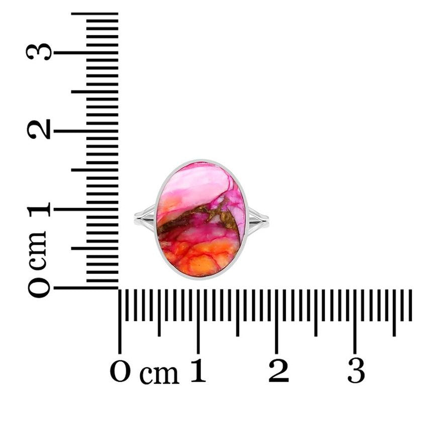 Pink Oyster Turquoise Statement Ring in 925 Sterling Silver