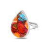 Teardrop Pink Oyster Turquoise Statement Ring in 925 Sterling Silver