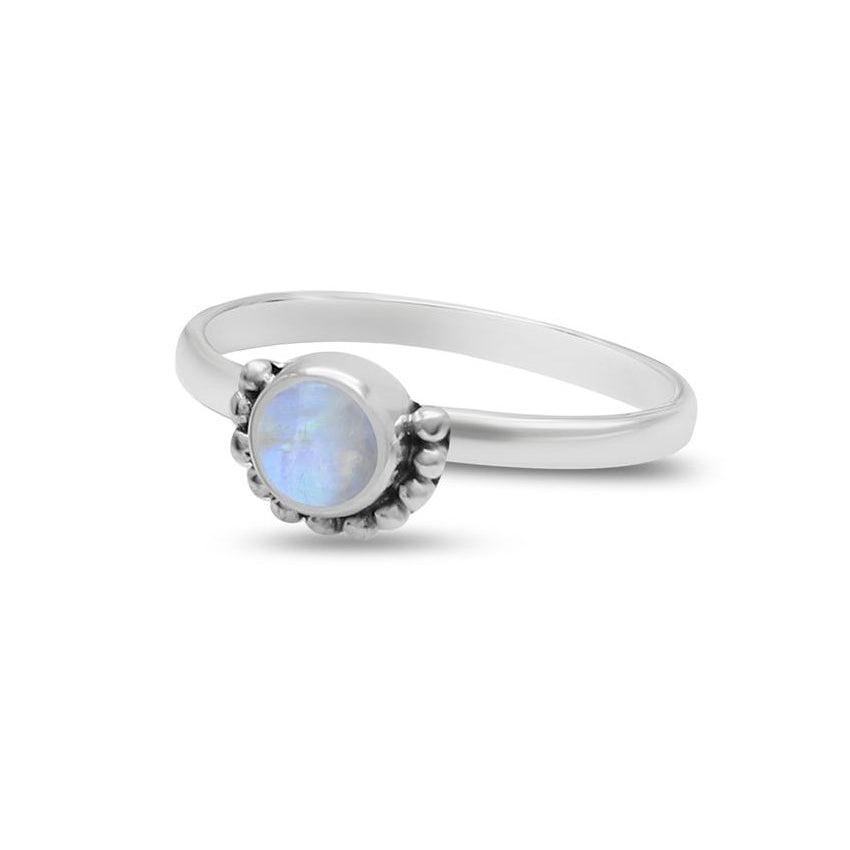 Rainbow Moonstone Sun Ring Sterling Silver