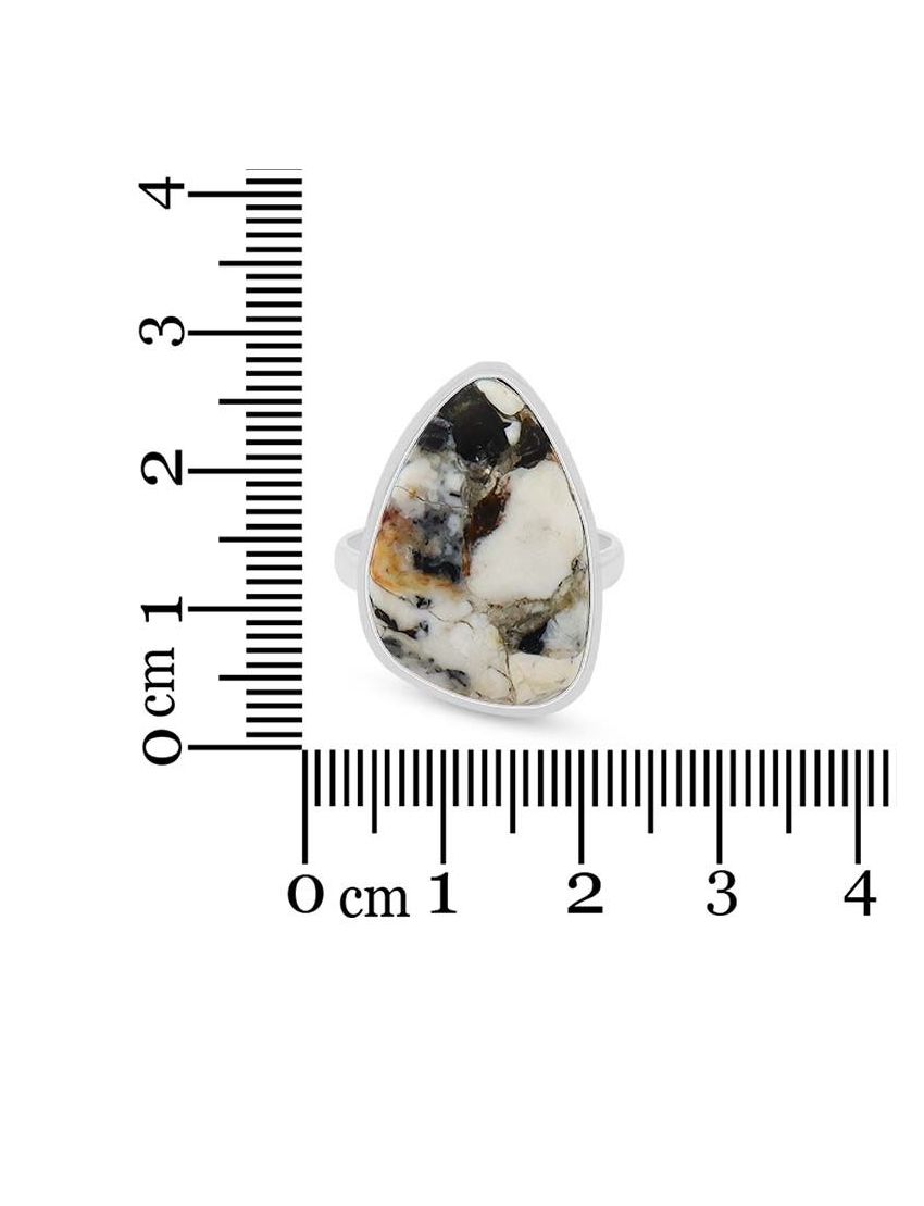 White Buffalo Freeform Shaped Sterling Silver Ring